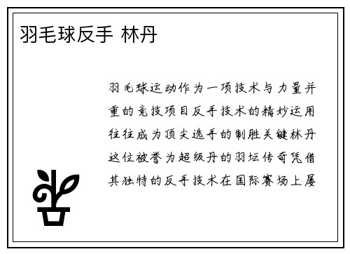 羽毛球反手 林丹