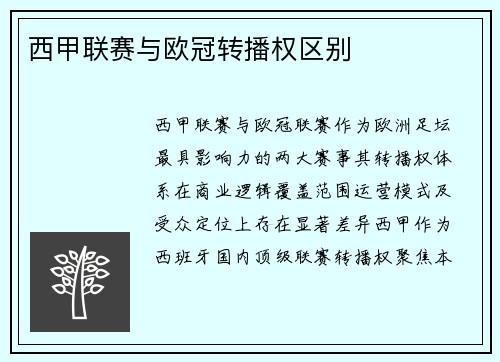 西甲联赛与欧冠转播权区别